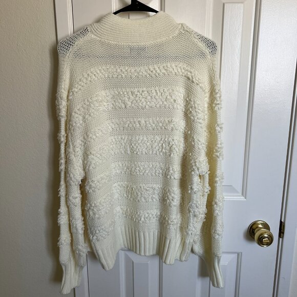 COCO Bleu Chunky Knit Oversized Cardigan Sweater, Ivory, Size S - Picture 2 of 6
